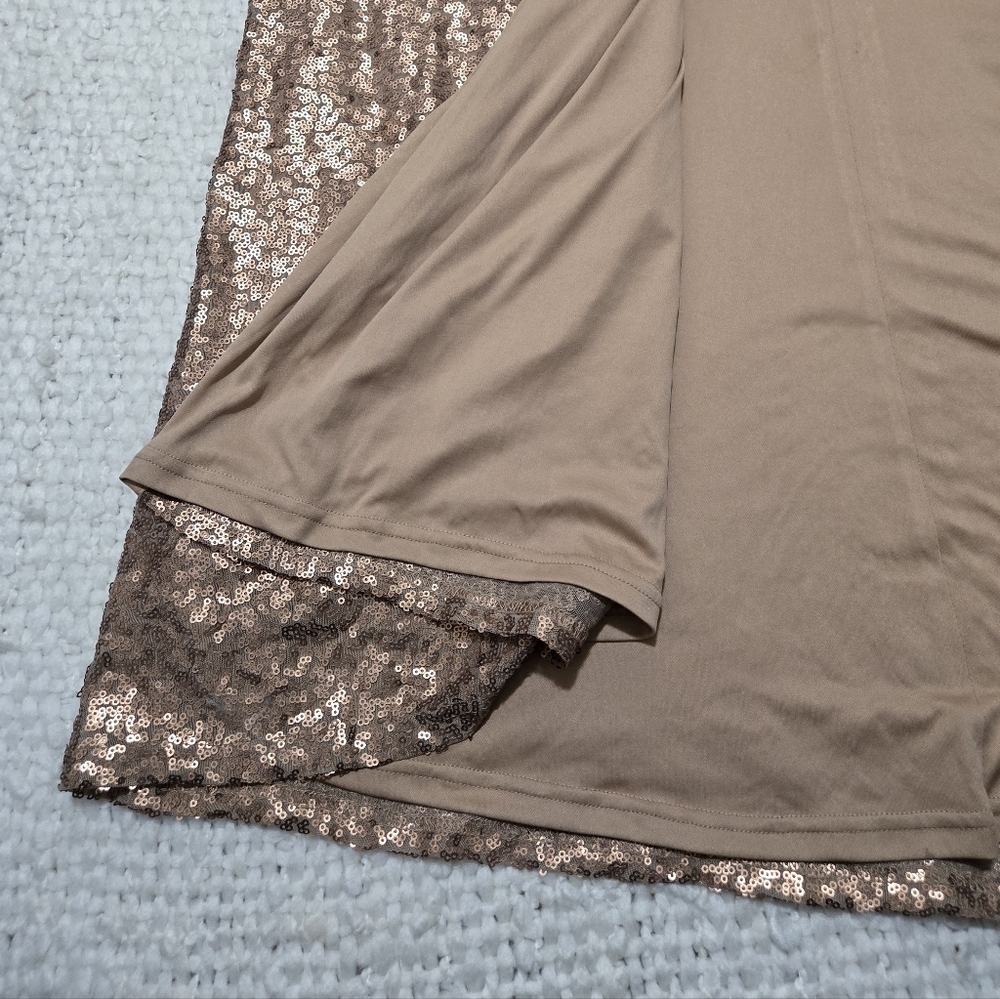 TADASHI SHOJI Alberti Sequin Slit Gown Bronze Size XL - Picture 11 of 14